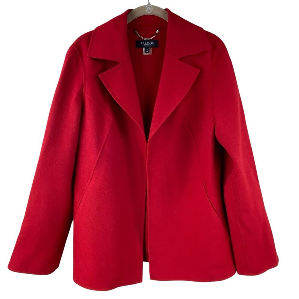Talbots 100% Wool Red Blazer Jacket Size 8 Soft Unlined Holiday